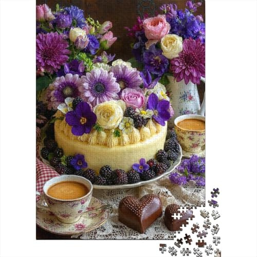 Cream Cake Floral Tea Time 1000 Piece Jigsaw Puzzle Jigsaw Puzzle for Adults Paper Puzzle Game Relax Focus Decor 52x38cm/1000pcs