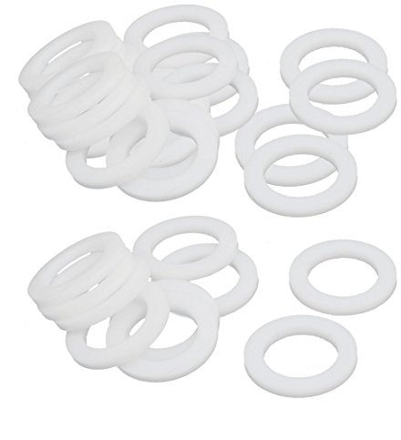 sourcing map 30 Stück PTFE Unterlegscheiben Dichtung 22 mm Außendurchm. 14 mm Innendurchm. 2 mm Dicke für Wasserhahn Rohr Wasserschlauch, Weiß