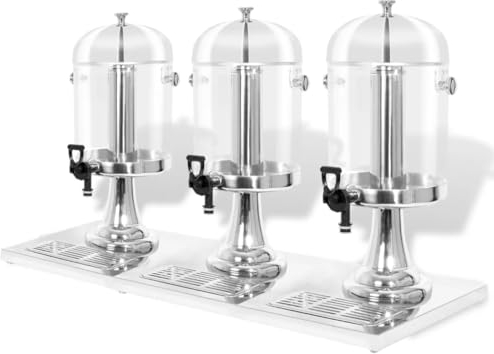 vidaXL Getränkespender Saftspender Wasserspender 3-fach Edelstahl 3 x 8 Liter