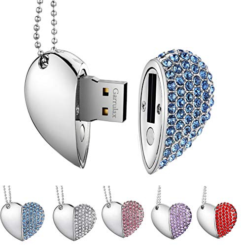 Garrulax USB Stick, Premium USB 2.0, Diamant Herzform 8GB / 16GB / 32GB USB-Flash-Laufwerk Wasserdicht Memory Stick Speicherstick High Speed Übertragung