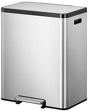 EKO Ecocasa II Recycling Tritt-Mülleimer 36+24 Liter, VB 913860, Matt Edelstahl