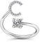 Bungsa C Ring Buchstabe - BUCHSTABEN RING silber mit Kristallen - biegbarer Fingerring/Zehenring Toering für Damen, Kinder & Herren