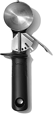 OXO Good Grips Ergonomischer Eislöffel mit praktischem Auswerfer – Edelstahl – 11,7 x 26,7 cm, Schwarz, Abzug