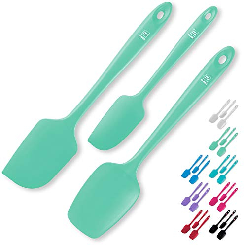 DI ORO Seamless Series 3 Piece Silicone Spatula Set - 600°F Heat Resistant Non Stick Rubber Kitchen Scraper Spatulas for Cooking, Baking, and Mixing – BPA Free and LFGB Certified Silicone (Mint)