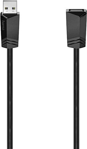 Hama USB A Kabel - USB A (Verlängerungskabel, USB 2.0A Stecker, USB A Buchse, 480Mbit/s, 0,5A, 5m) schwarz