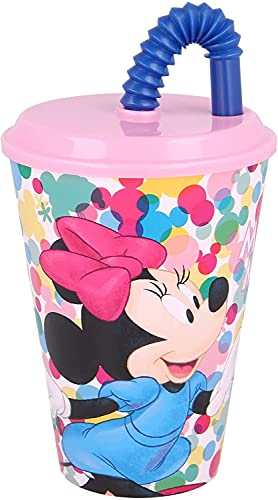 Gold1 Kids Character Sports Tumbler 430ML Drinking Re-usable Plastic Cup with Straw (Minnie Mouse)