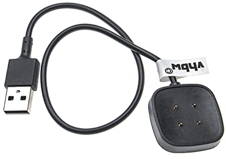 vhbw Ladekabel kompatibel mit Fitbit Sense, Versa 3 Smartwatch, Fitnesstracker - Ladestation, Ersatzkabel, Schwarz, magnetisch - 30cm
