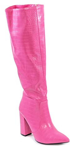 Toocool - Botas de Mujer Zapatos de Punta Cocodrilo Rodilla Tacones Altos X8062, fucsia, 36 EU
