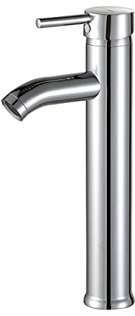 SOLVEX Robinet Salle de Bain,Haut Mitigeur Lavabo pour Lavabo ou Vasque de Salle Bain, Acier Inoxydable Chromé Monocommande Robinet de Lavabo Élégant, Eau Froide & Chaude Disponible, SF-11801