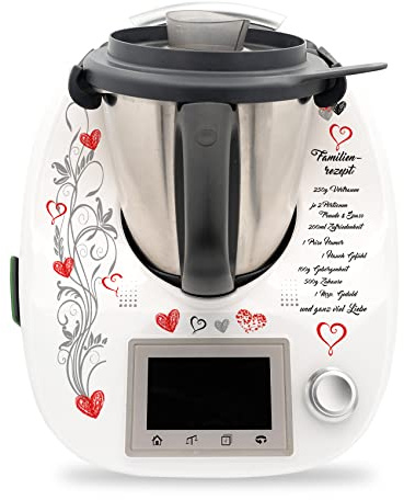 Finest Folia Deko Schutz Aufkleber kompatibel mit Thermomix TM5 Sticker Set | Klebefolie Familienrezept Design wasserfest Schutzfolie für Küchenmaschine Zubehör selbstklebend RX041-24
