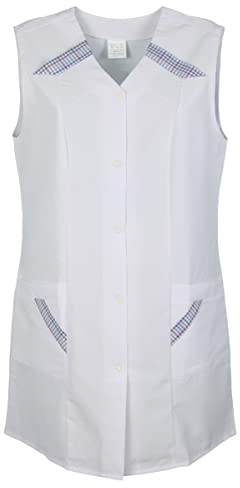 7/8 Kasack kurz einfarbig Schürze ohne Arm, Größe:46, Farbe:weiß