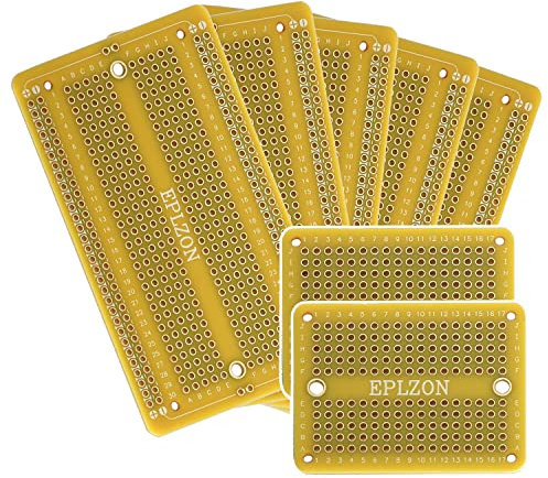 EPLZON Plated PCB Solder-able Breadboard for Electronics Projects Compatible with Arduino Soldering Projects 2.05x3.5 (5 Pack + 2 Mini Board, yellow)