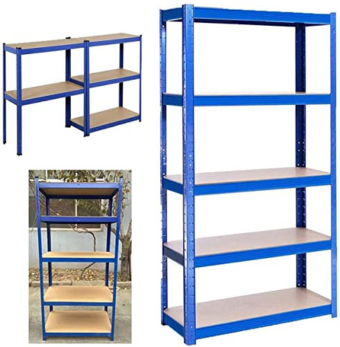 Yiyai Heavy Duty Shelving Unit - 150cm Height 70cm Wide 30cm Deep, 5 Tier Metal Garage Shed Storage Shelves 875KG Capacity - Boltless Installation & Adjustable Layout Shelving Racking, Blue