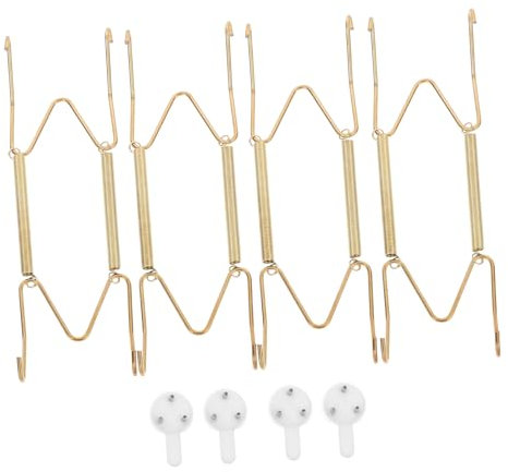 Gatuida Spring Plate Hangers 4pcs Metal Wall Dish Holders Adhesive Discs 8 Inch Wall Plate Holders