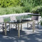 Tidyard Table de Jardin en Résine Tressée Table d’extérieur Table de Patio Verre trempé et résine tressée Beige 150x90x75 cm