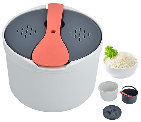 Cuiseur à riz pour micro-ondes avec passoire - 2 L - Pour riz, pâtes, légumes, quinoa, flocons d'avoine, ramen - Antiadhésif, passe au lave-vaisselle - Sans BPA Cadeau de Saint Valentin