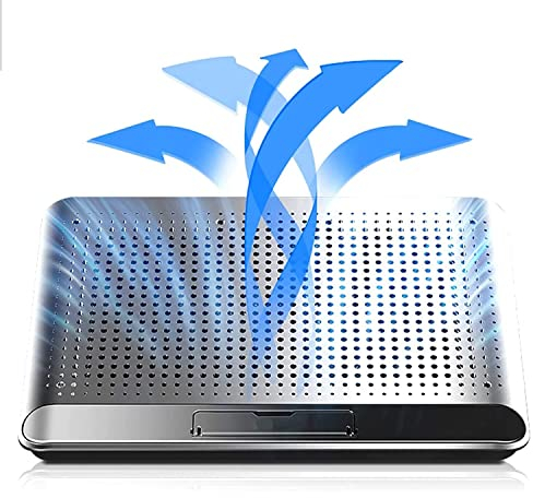 ZEPTRON Upgraded Cooling Pad, Laptop Cooling Pad with Powerful Turbofan for 15.6 inches Laptops, Gaming Laptop Cooler Mat, Adjustable Height Laptop Cooler, 2-Port USB Hub, No More Overheating, Silver