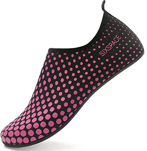 Sixspace Women's Beach & Aqua Shoes - Lightweight Barefoot Quick Dry Breathable Swim Shoes for Surfing, Running, Driving, Pool & Yoga (Rose Red, 3.5 UK)