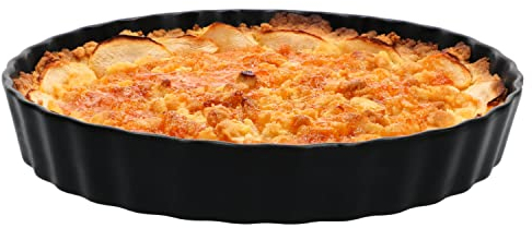 MamboCat Kuchenform Nero I Ø 25,5cm I rund I matt schwarze Schale I Quiche-Form, Tarte-Form mit Wellenrand, Backform, Tortenboden, Obst-Pie I Steingut-Geschirr
