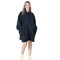 EHC Unisex Oversized Wearable Soft Warm Teddy Fleece Hoodie Sweatshirt Cuddly Blanket, Gift For Her, Gift For Him 80 x 90 cm, Navy Blue