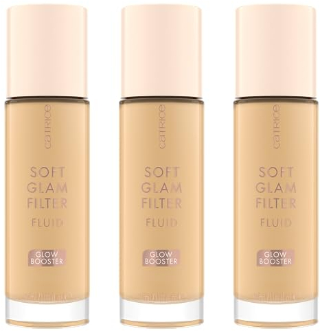 Catrice Soft Glam Filter Fluid, Basis, Nr. 020, Nude, pflegend, natürlich, glänzend, strahlend, vegan, ölfrei, ohne Parfüm, ohne Alkohol, 3er Pack (3x30ml)