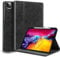 Gexmil Leder Hülle für iPad Pro 12,9 Zoll 6./5./4./3. Generation 2022/2021/2020/2018 Echt Leder Cover mit Stylus Halter,Stoßfest Automatischer Schlaf/Aufwachen,Einstellbarer Ständer, Schwarz