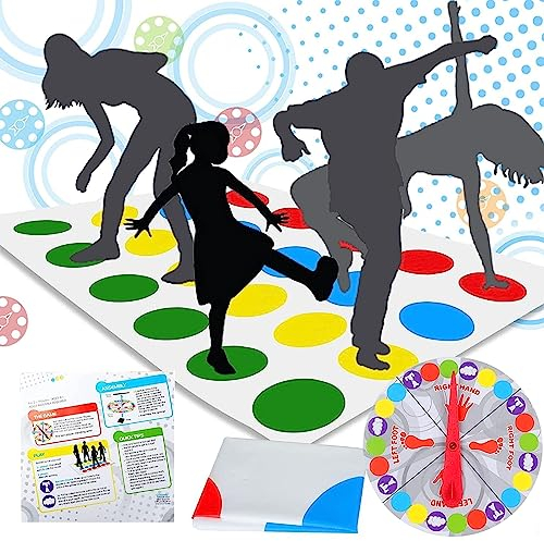 KHDULQ Twister Spiel, Twister Spiel für Kinder Bodenspiel mit Spielmatte Twister Junior Twister Spiel für Kinder AB 4, Partyspiel für Familien, Klassisches Spiel für Drinnen und Draußen