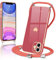 Wirvyuer Coque avec Cordon pour iPhone 11 Coque Ultra Mince Silicone Souple Étui en Motif Coeur avec Chaîne Collier Réglable Téléphone Portable Lanyard Case pour iPhone 11 Rouge