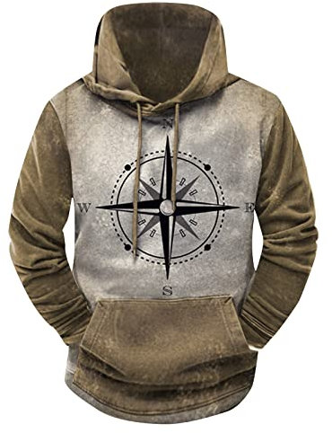 KONG JIMFAN Sweatjacke Herren Lose Pullover Mit Kordel Hoodie Herren Pullover Kapuzenpulli Sweatshirt Partnerlook Langarmshirt Herren 3D Hoodie Herren Shirts Sweatjacke Herren,Khaki,S