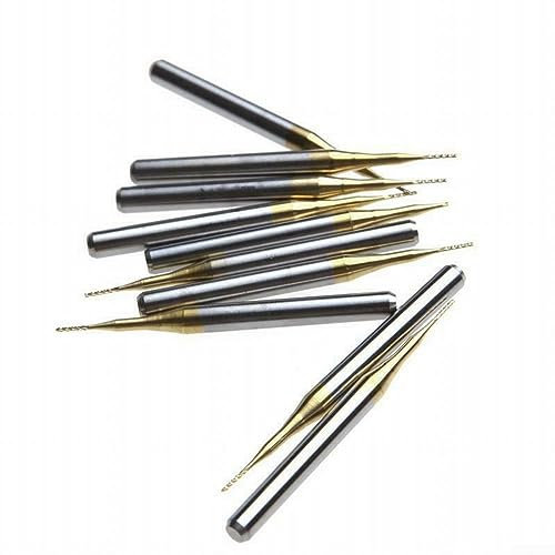 10 Stück Titanmantel Hartmetall 3,175 x 0,5 mm Schaftfräser Gravur-Bits CNC-Fräser-Set, Frässtifte Set CNC-Fräser-Bits