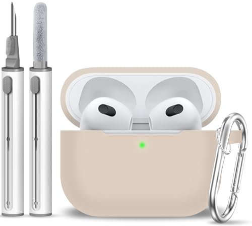 MOLOPPO Custodia per AirPods 3, accessori protettivi in silicone, con portachiavi e penna per la pulizia, compatibile con Apple AirPod di terza generazione 2021, per donne e uomini, LED frontale