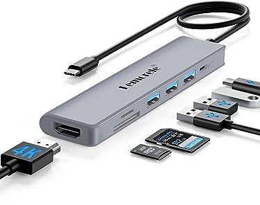 Hub USB c 7 en 1 Adaptador con HDMI 4K, 1USB 3.0,2 USB 2.0,PD 100W, SD/TF, Transferir Dato USB-C Adaptador para Macbook Air/Pro、iPad、Chromecast、Windows、Switch、Steam Deck
