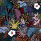 Alzkkll Papier peint jungle colorée, 300 x 44,5 cm, multicolore, amovible, imperméable, motif forêt, arbres, herbe, fleur blanche, papier de contact autocollant en vinyle pour la maison, la chambre à