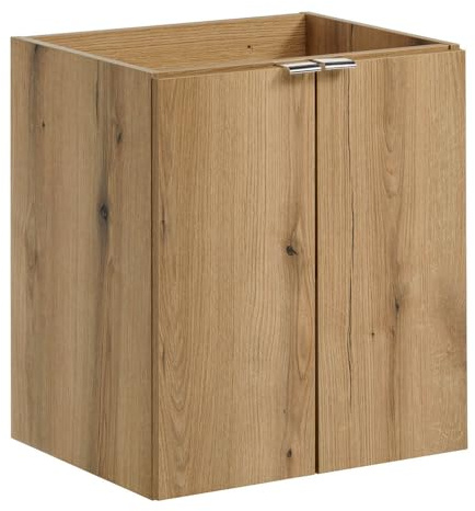 Badezimmer Waschtischunterschrank 50 cm, Eiche, geringe Tiefe (39cm)