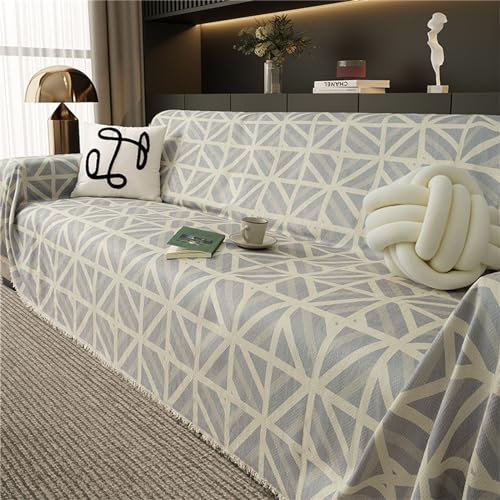Treer Chenille Stoff Sofaüberwurf Decke, Geometrisch Stil Sofa Überwurfdecke 1 2 3 4 Sitzer Couch Überwürf L Form/Ecksofa Sofa Überzug Bettüberwurf Tagesdecke (Plaid,180x180cm)