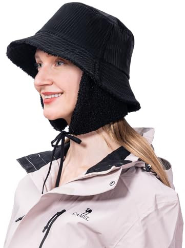 ZffXH Chapeaux d'hiver pour femme avec cache-oreilles, chapeau cloche en polaire, chapeau chaud pour femme, chapeau de pluie imperméable pour femme, chapeau cloche beige, chapeau de pluie d'hiver pour