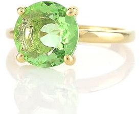 Solitär Ring mit Grünem Turmalin Edelstein - Rundschliff Grüner Edelstein Ring - Oktober Geburtsstein Ring - Zierlicher Cocktail Ring - Gold Solitär Ring - Vintage Turmalin Ring
