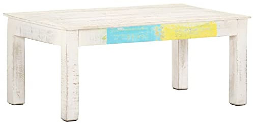 Iiaky Couchtisch Weiß 110x60x45 cm Wohnzimmertisch Wohnzimmer Tisch FüR Couch Tische FüR Wohnzimmer Massivholz Mango