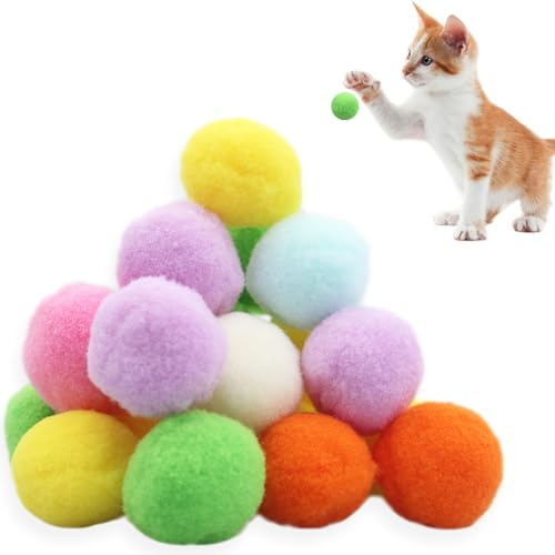 CDRPD 20 Stück Katzenbälle 3 cm, Plüschball, Ball, Spielball, Training Spielzeug, Filzbälle für Katzen Bunt