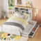 YCYDHDM Doppelbett Kinderbett 140 x 200 cm mit Ausziehbett und Stauraum-Kopfteil, Stauraumbett mit Schubladen, Bettgestell aus Kiefernholz, Bett für Kinder und Jugendliche, Ohne Matratze, Weiß