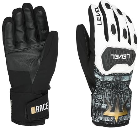 Level Replica - Skihandschuhe für Herren mit Knöchelschützer aus Leder und Stoff, Wasserdichte Winterhandschuhe für Extreme Kälte, Thermohandschuhe zum Skifahren, Schneebekleidung - 1 Paar