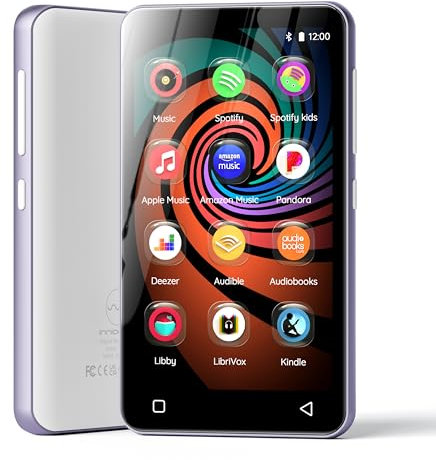 160GB MP3 Player mit Bluetooth und WiFi, innioasis Musik Player mit Spotify, Pandora, Amazon Music, 4 Touchscreen Android MP4 MP3 Player für Kinder mit Libby, Audible, Spotify Kinder (Lila)
