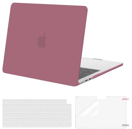 MOSISO Kompatibel mit MacBook Air 13 Zoll Hülle M5 M4 M3 M2 2026-2022 13,6 | Ultradünne, Seidige Haut Hartschale für 13,6 A3449 A3240 A3113 A2681&Tastaturschutz&Displayschutz, Staubige Rose
