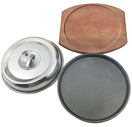 Amosfun Plato De Hierro Para Barbacoa Plancha De Hierro Herramienta Para Asar Placa Redonda Para Comida Occidental Utensilios De Cocina