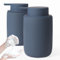 Autumnlife Seifenspender Set Schaum, 2 Stück Schaumseifenspender Keramik Seifenspender mit Großer Pumpe und Etikett, Matt Blau Dish Soap Dispenser für Küche Bad Arbeitsplatte | 350ml