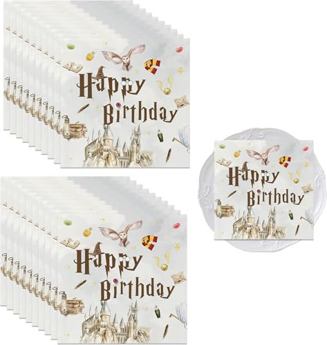 20 Stück Servietten Geburtstag Kinder,Tischdeko Geburtstag,Happy Birthday Servietten Kindergeburtstag,Personalisierte Tisch Deko Party,Wizard Party Geburtstagsservietten,Für Frau Mann Mädchen Junge