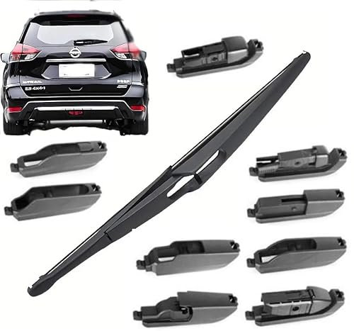 AUTOZOCO Escobillas limpiaparabrisas coche trasero 22.9 cm, escobilla cristal trasero 22.9 cm, escobilla trasero multi adaptador, Compatible con la mayoría vehículos, Incluye 10 adaptadores