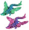 3D Drache, Drache, 2 Stück Ewegliche Gelenke 3D Druck Drache mit FlüGeln, Realistische 3D Gedruckter Kristall Drache für Erwachsene und Kinder, Drachen Spielzeug für Home Office Desktop Dekoration