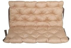 Ambientehome 2er Bankauflage mit Rückenteil Sitz und Rückenkissen mit Bänder ca. 100x98 cm Polsterauflage beige