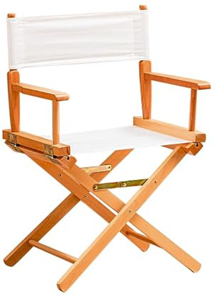 LLZJDDPLY Regiestuhl klappbar, Schminkstuhl Massivholzrahmen und Sitzfläche aus Segeltuch, Klappstuhl Holz, Schmink Stuhl, Tragkraft 200 kg(White,85cm/33in)